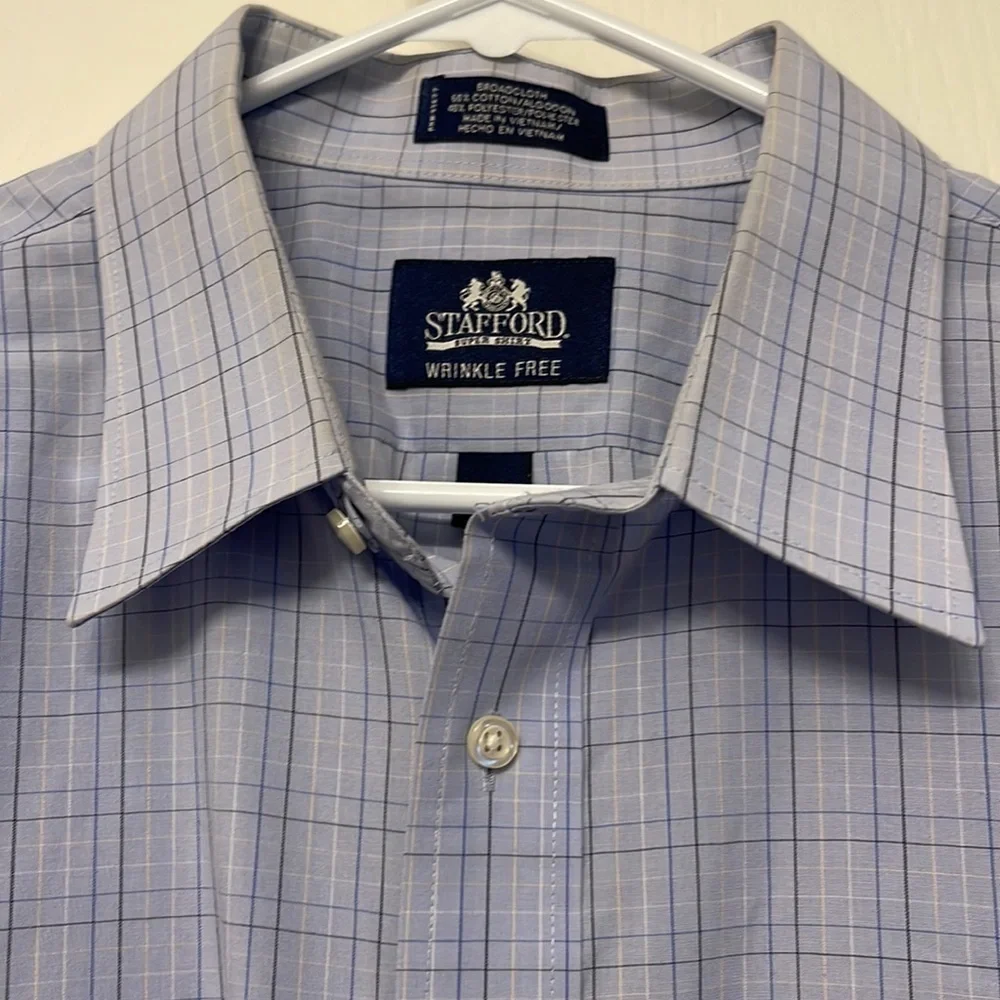 Stafford Light Blue Wrinkle Free Button Down Dress Shirt Size 18 GUC #5627